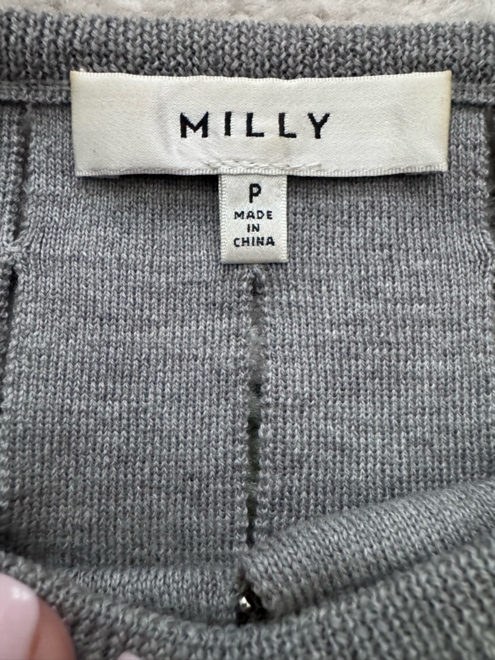 Milly - Strauss Crystal Embellished Merino Wool Sweater in Grey / P( XS) - Picture 2 of 4